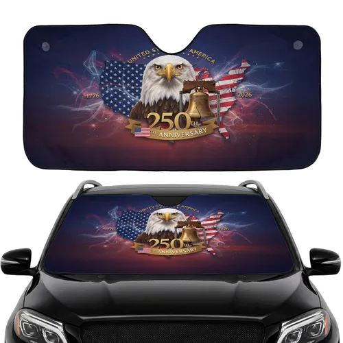 Bald Eagle American Flag Liberty Bell - USA 250th Anniversary Road Trip Gift Car Sunshade
