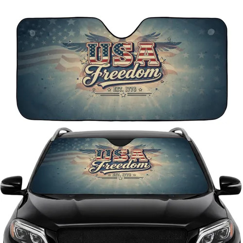 USA Freedom 1776 American Flag Stars - Independence Day Road Trip Gift Car Sunshade