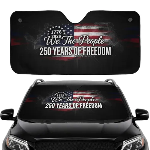 Distressed American Flag We The People 1776-2026 - USA 250th Anniversary Car Interior Upgrade Car Sunshade
