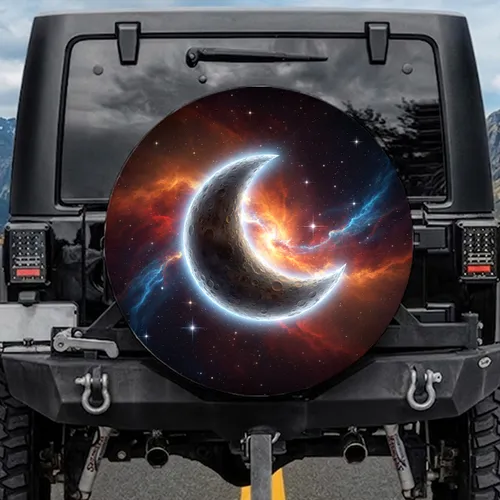 Crescent Moon Deep Space Nebula - Cosmic Lover Gift for Space Enthusiasts Spare Tire Cover