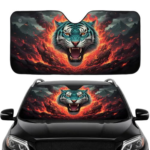 Roaring Tiger Fire Mountain Road Trip Gift Car Sunshade