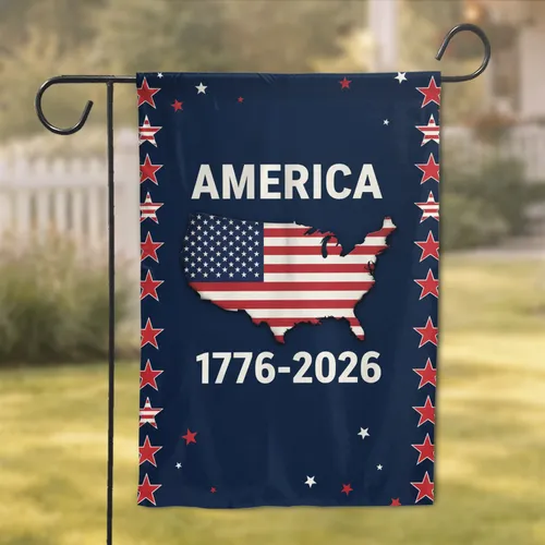 United States Map American Flag 1776-2026 - USA 250th Anniversary Garden Flag