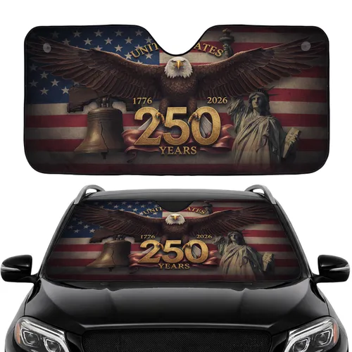 Bald Eagle American Flag 1776-2026 USA 250th Anniversary Road Trip Gift Car Sunshade