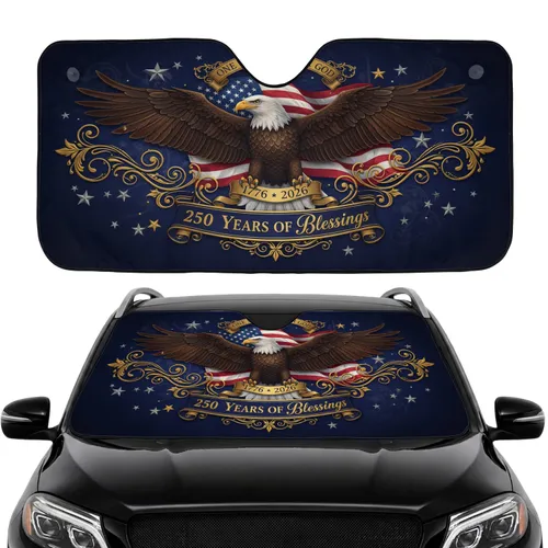Bald Eagle American Flag 1776-2026 - USA 250th Anniversary Road Trip Gift Car Sunshade