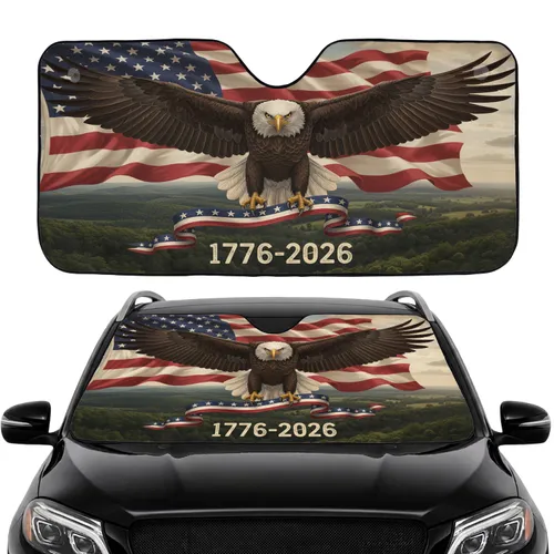 Bald Eagle American Flag 1776-2026 - USA 250th Anniversary Car Interior Upgrade Car Sunshade