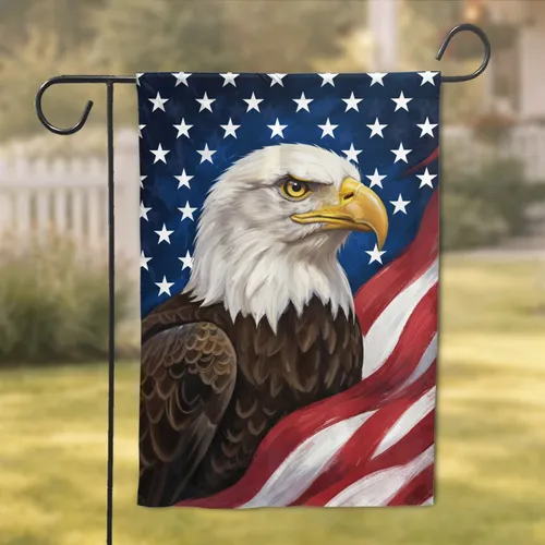 Bald Eagle American Flag Independence Day Patriotic Home Decor Garden Flag
