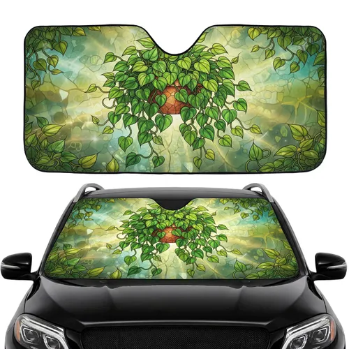 Lush Pothos Stained Glass Foliage - Commute Car Accessory Car Sunshade