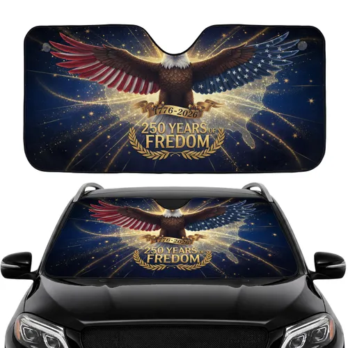Bald Eagle American Flag 1776-2026 - USA 250th Anniversary Road Trip Gift Car Sunshade