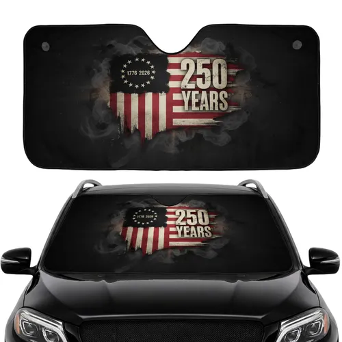 Distressed American Flag 1776-2026 - USA 250th Anniversary Car Interior Upgrade Car Sunshade