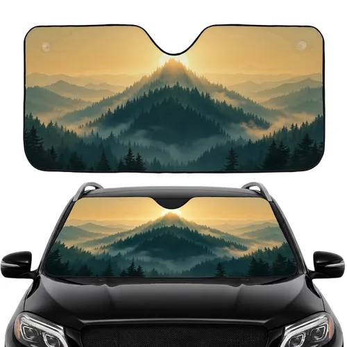 Majestic Mountain Landscape Evergreen Forest Sun Peaks - Car Interior Upgrade Car Sunshade