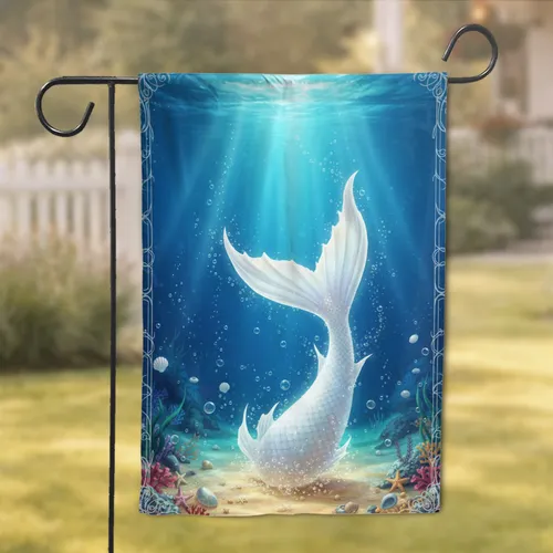 White Mermaid Tail Ocean Underwater - Ocean Lover Home Decor Gift Garden Flag