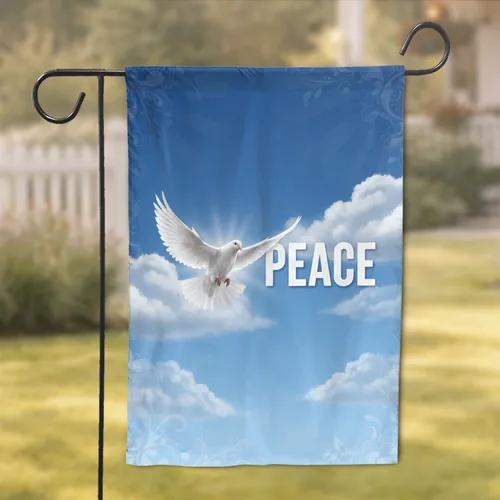 Majestic White Dove PEACE Royal Blue Sky Clouds - Meaningful Living Space Home Decor Peace Lover Gift Garden Flag