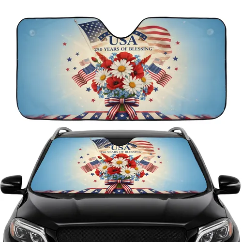 USA 250th Anniversary American Flag Bouquet - Independence Day Road Trip Gift Car Sunshade