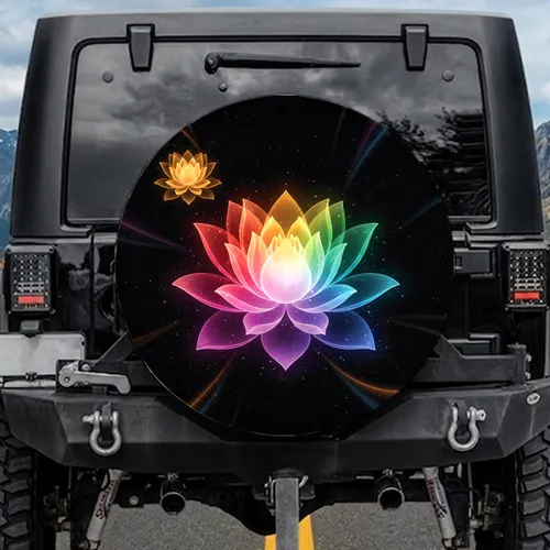 Lotus Flower Celestial Stardust Bloom - Vehicle Decor Gift Spare Tire Cover