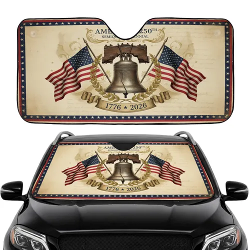 Liberty Bell American Flags 250th Anniversary - Road Trip Car Interior for History Lovers Car Sunshade