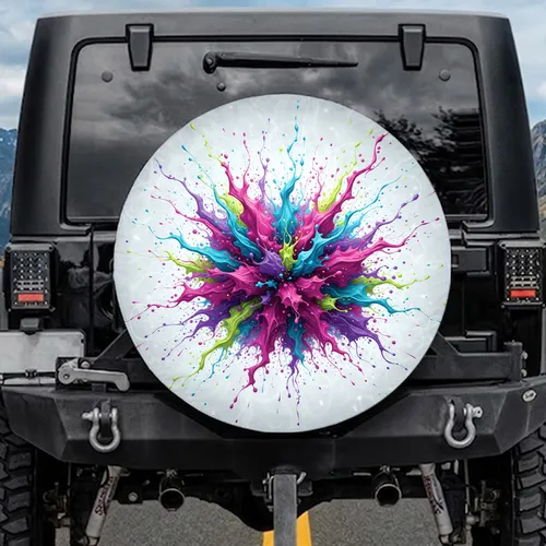 Turbulent Liquid Paint Explosion Swirls Droplets Tendrils - Home Decor Gift Spare Tire Cover