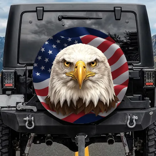 Bald Eagle American Flag - Patriotic Pride Wildlife Lover Gift Spare Tire Cover