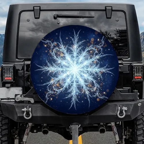 Crystalline Ice Burst Celestial Stardust - Luminous Winter Decor Gift Spare Tire Cover