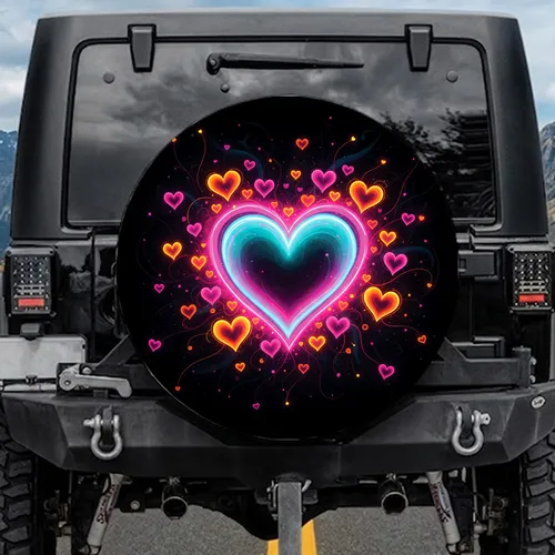 Heart Symbol Group Sketch - Love & Affection Gift for Couples Spare Tire Cover