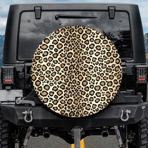Leopard Print Big Cat Safari Wildlife Lover Road Trip Adventure Enthusiast Gift Spare Tire Cover