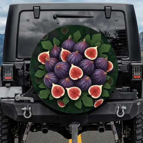 Fresh Figs Green Fig Leaves - Gourmet Kitchen Decor Gift Spare Tire Cover