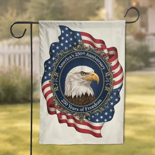 Bald Eagle American Flag 1776-2026 - America's 250th Anniversary Independence Day Garden Flag