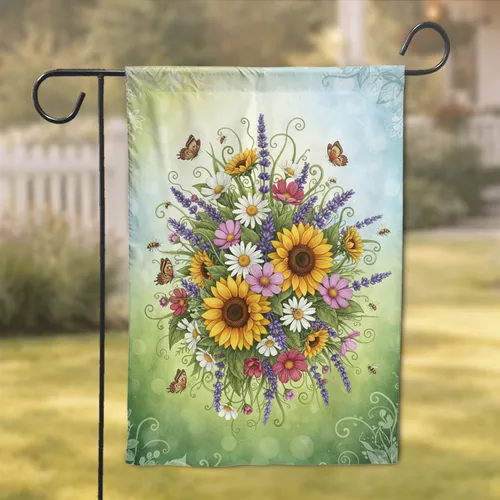 Garden Wildflowers Butterflies - Home Decor Gift for Nature Lover Garden Flag
