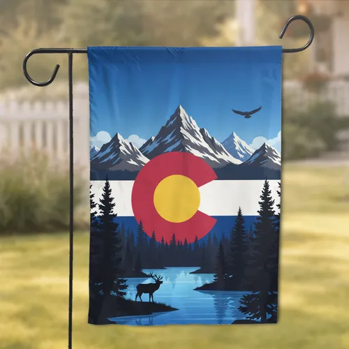 Colorado State Flag Elk Mountain Forest Scene - Travel Lover Home Decor Gift Garden Flag