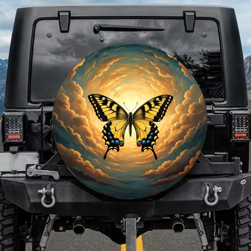 Majestic Butterfly Golden Orange Clouds Sky - Wildlife Nature Home Decor Gift Spare Tire Cover