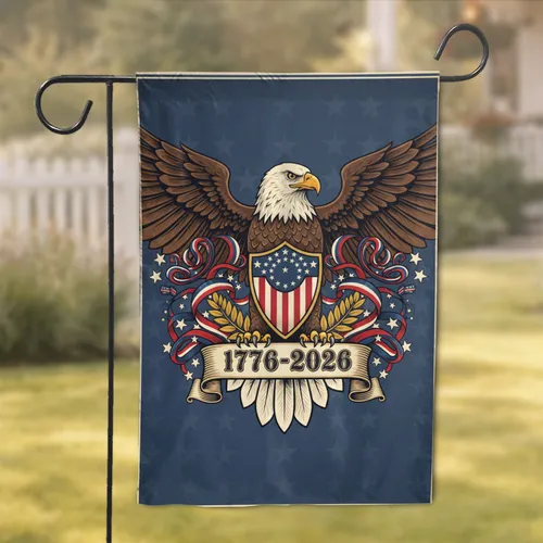 Bald Eagle American Flag 1776-2026 - USA 250th Anniversary Independence Day Gift for Veterans Garden Flag