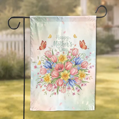 Springtime Floral Butterflies - Happy Mother's Day Gift Garden Flag