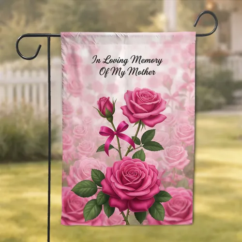 Vibrant Pink Roses Rose Garden - Mother Remembrance Memorial Gift Garden Flag