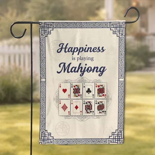 Happiness Mahjong Playing Cards - Home Decor Gift for Mahjong Lover Garden Flag