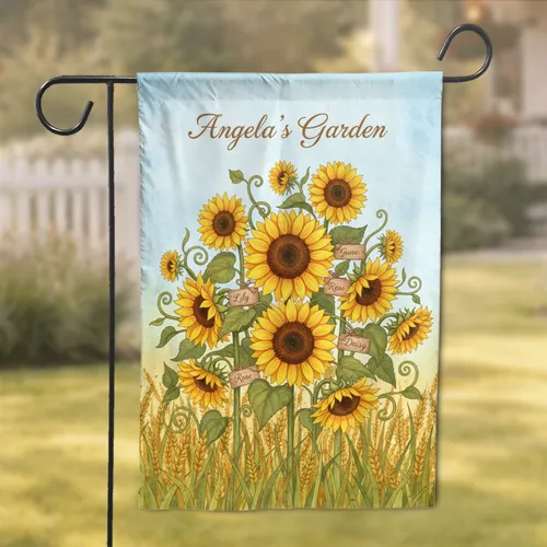 Sunflowers Wheat Field Custom Name Garden - Home Decor Gift for Garden Lover Garden Flag