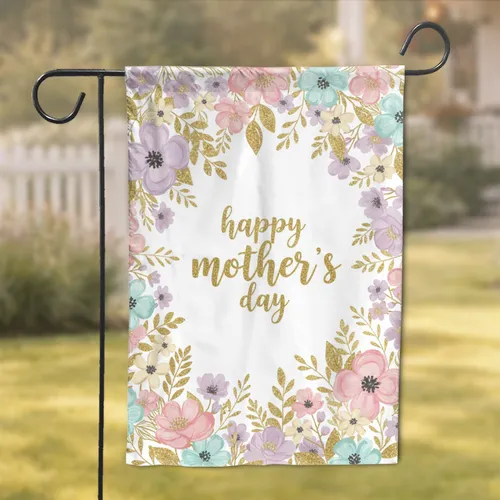 Happy Mother's Day Script Floral Botanical - Mother's Day Gift for Mothers Garden Flag