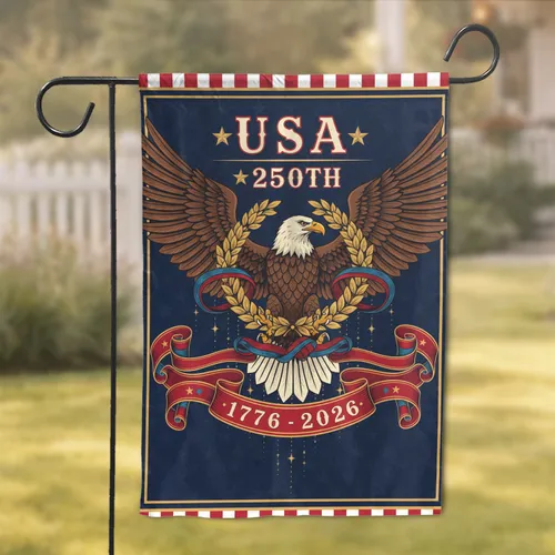 Bald Eagle American Flag USA 250th Anniversary Independence Day Gift for Veterans Garden Flag