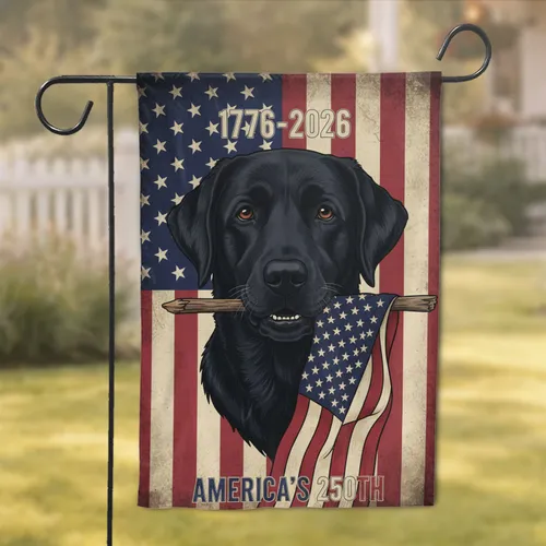 Black Labrador American Flag - USA 250th Anniversary Independence Day Gift for Dog Lover Garden Flag