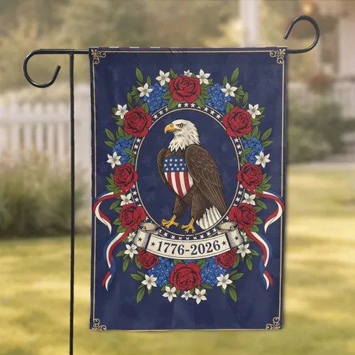Bald Eagle American Flag 1776-2026 USA 250th Anniversary Independence Day Gift for Veterans Garden Flag