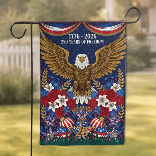 Bald Eagle America 250th Anniversary Patriotic Flowers - Independence Day Gift for Veterans Garden Flag
