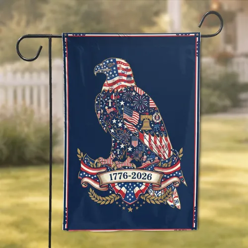 Bald Eagle American Flag - USA 250th Anniversary Independence Day Gift for Veterans Garden Flag