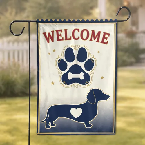 Dachshund Paw Print Welcome America 250th Anniversary for Dog Lovers Garden Flag