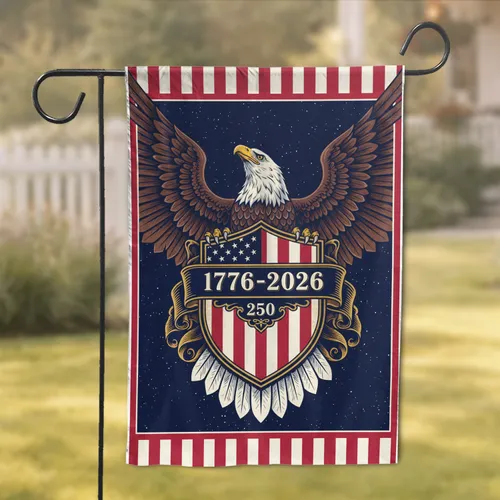 Bald Eagle American Flag 1776-2026 - USA 250th Anniversary Independence Day Gift for Veterans Garden Flag