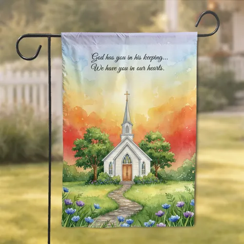 White Country Church 'God Has You' Quote Wildflower Garden - Sympathy Memorial Gift Garden Flag