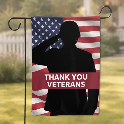 Thank You Veterans Military Soldier American Flag Veterans Day Display Garden Flag