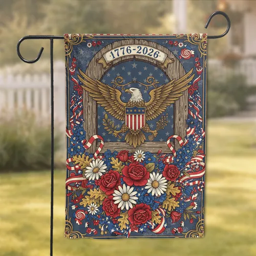 Bald Eagle American Flag 1776-2026 - USA 250th Anniversary Independence Day Gift Garden Flag
