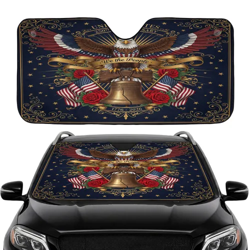 Bald Eagle American Flag Liberty Bell 1776-2026 - USA 250th Anniversary Road Trip Car Sunshade
