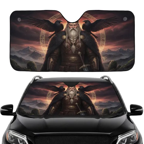 Norse God Warrior Ravens Sword - Car Interior Upgrade - Viking Fan Gift Car Sunshade