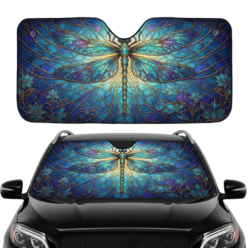 Ornate Filigree Stained Glass Dragonfly - Car Interior Upgrade - Dragonfly Lover Gift Car Sunshade
