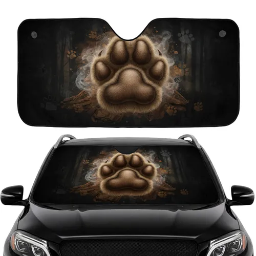 Textured Fur Paw Print Car Interior Upgrade - Wildlife Lover Gift Car Sunshade