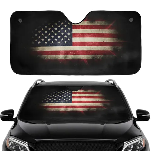 Thin Red Line Distressed American Flag Car Interior Upgrade Car Sunshade
